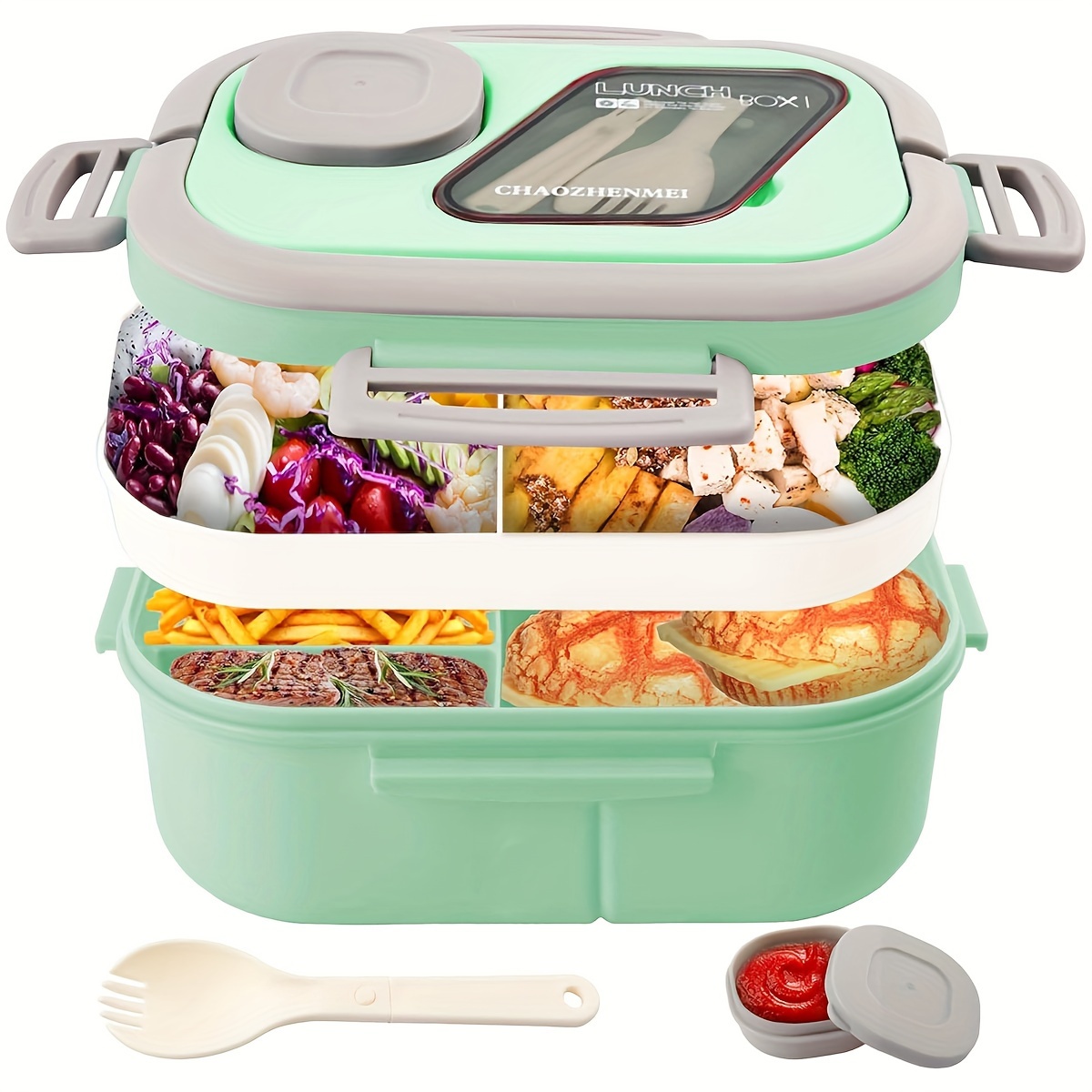 HEART LEAF Modern Bento Lunch Box with Cutlery Set - Leakproof, Microwave Safe, Double Handle Design for School & Work, for Return School,back to school