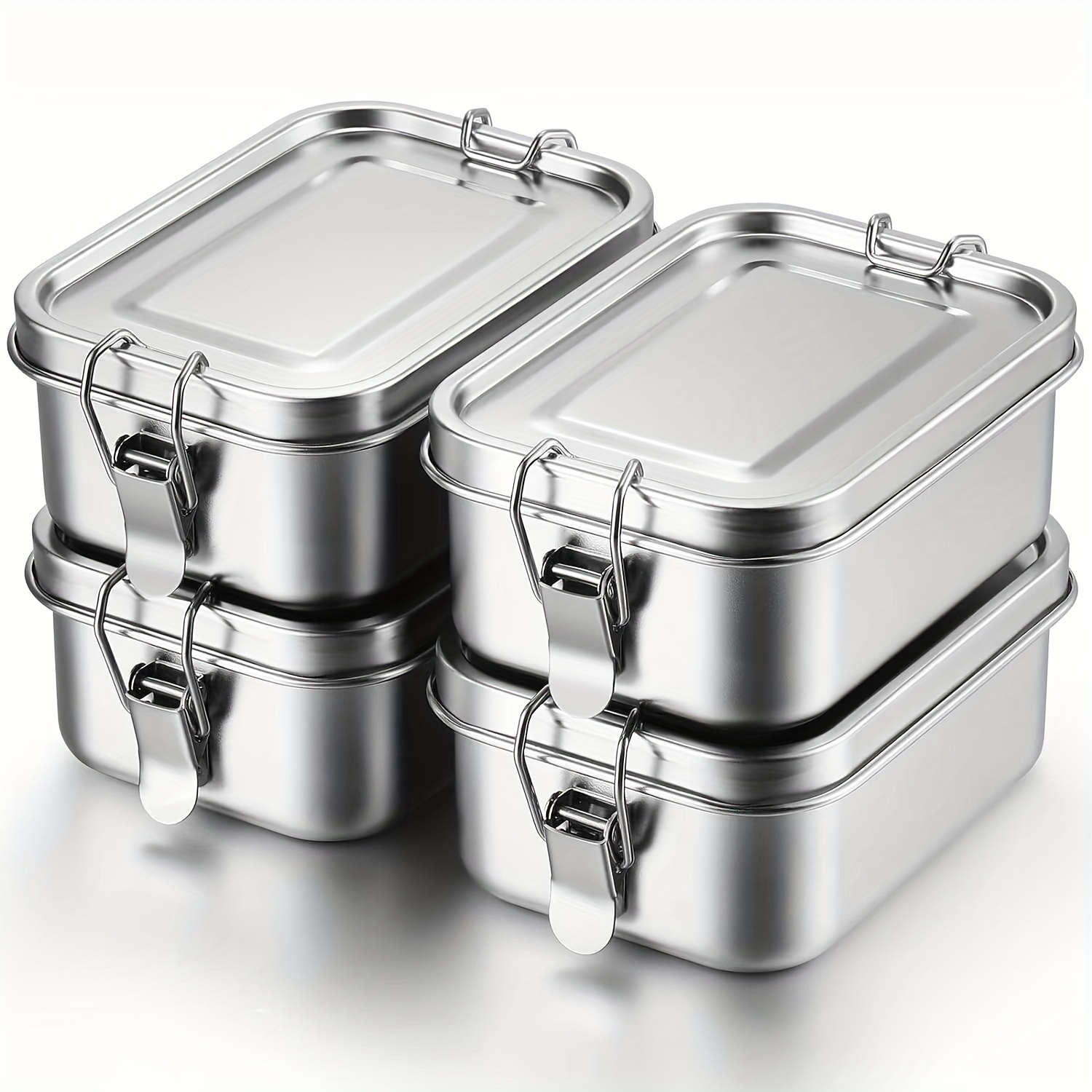 1pc, 304 Stainless Steel Square Lunch Box, Large Capacity Single-Layer with Buckle, Metal Picnic Box with Lid, Hand Wash, Manual, No Electricity Needed,Back to School