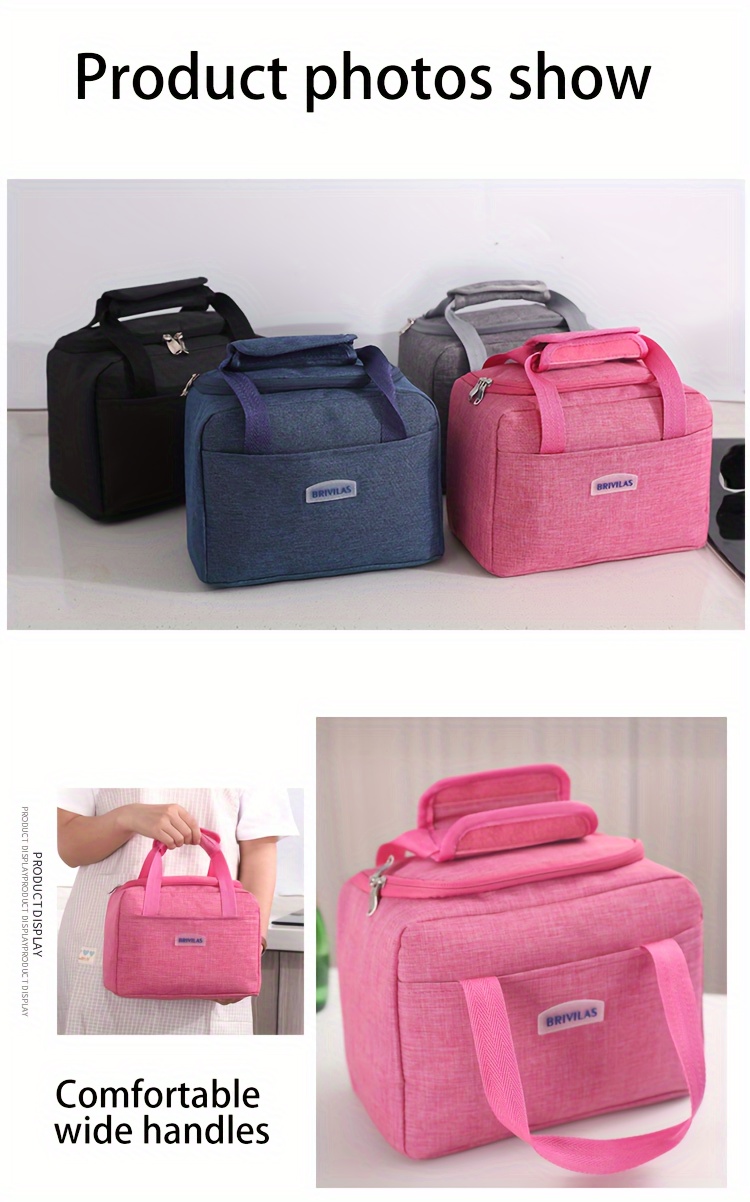 1pc Insulated Lunch Bag, Aluminum Foil Food Bag, Meal Package, Ice Pack, Student Lunch Bag, Lunch Bag, Large Capacity Insulated Dual-pocket Lunch Bag, Portable Lunch Box Bag