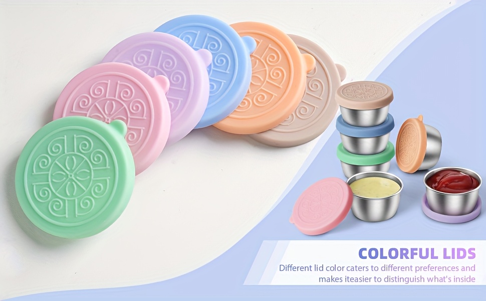 2/6x1.6oz Salad Dressing Containers with Lids, Small Leakproof Reusable Stainless Steel Salad Dressing Container to Go for Lunch Boxes, Sauce containers, Picnics, Travel Meal Prep And Kitchen Storage