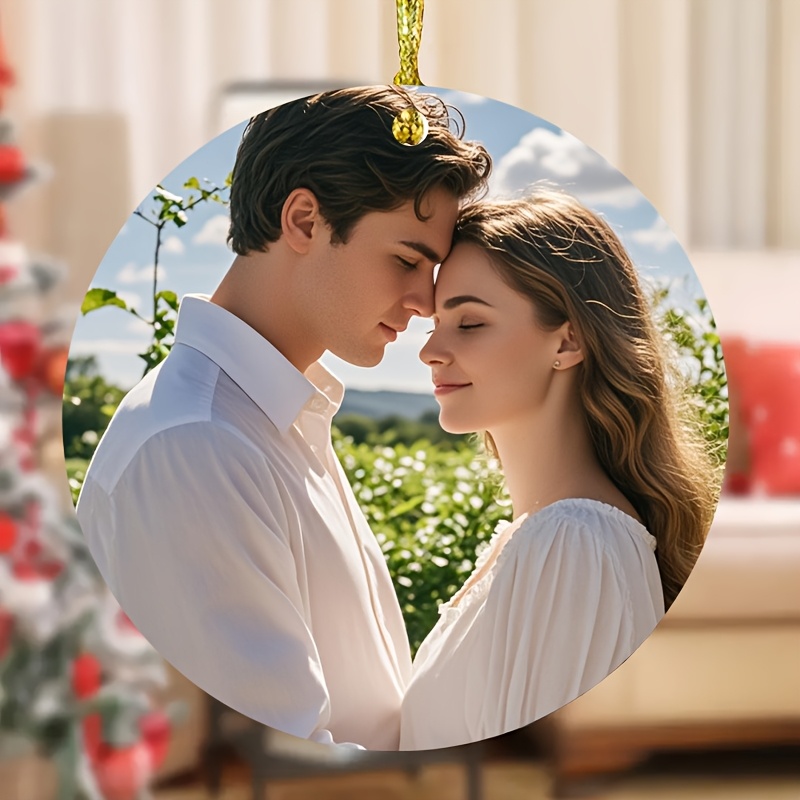 Custom Acrylic Photo Pendant, Personalized Love-Themed Round Ornament, Classic Style Hanging Decor, Unique Gift for Her, with No Electricity Required for Christmas Tree, Home, and Special Occasions