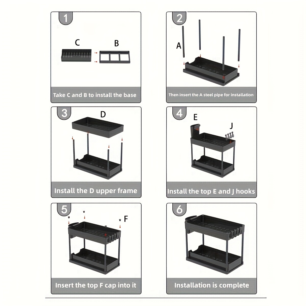 1pc Plastic Under Sink Organizers And Storage,Bathroom Organizer, 2-Tier Sliding Cabinet Basket Organizer With Hooks,Multi-Purpose Cabinet Organizer For Bathroom Kitchen