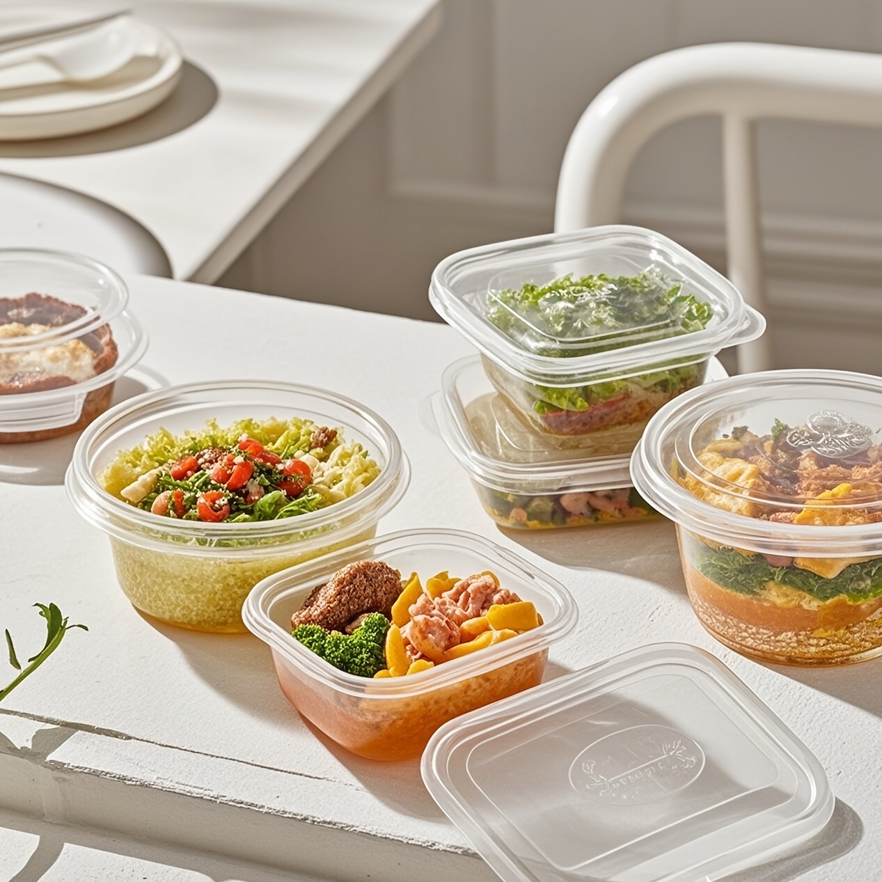 10pcs Stackable Food Storage Container with Lid-Reusable, Free Plastic Lunch Box, Suitable for Grains, Meat, Fruits and Vegetables-Can Be Washed in Dishwasher and Microwave