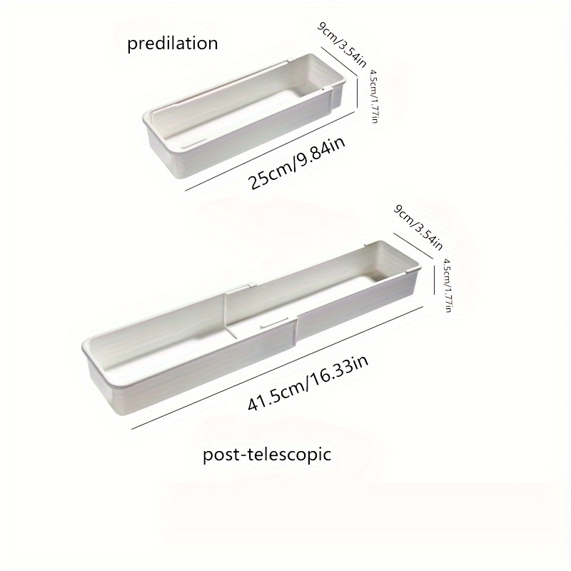 1/2 Retractable Drawer Classification Storage Box, Kitchen Tableware Bowl and Chopstick Divider Storage Box, Stationery Storage Container, for Home, Dormitory and Office