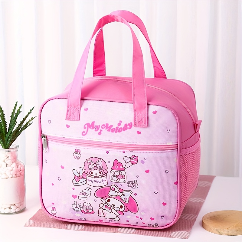 Sanrio Kuromi, HelloKitty lunch box bag, insulated lunch bag, large-capacity lunch box bag, storage bag, cartoon theme design handbag, suitable for students, offices, outdoor picnics, various uses, Non-food contact,back to school