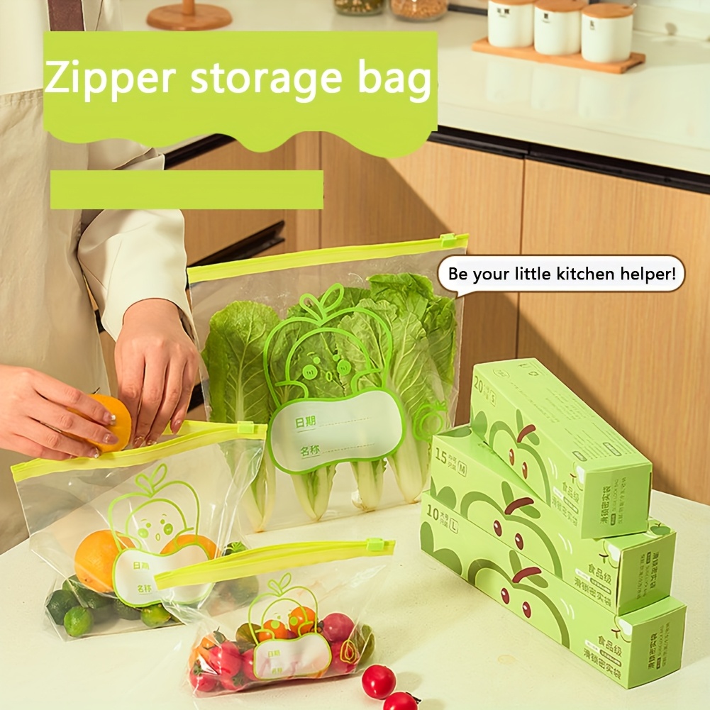 10/15/20pcs of 1 set, Reusable Zip Lock Bag Food Grade Transparent Storage Bag With Zipper Sealing Plastic Container Travel Freezer Camping Kitchen