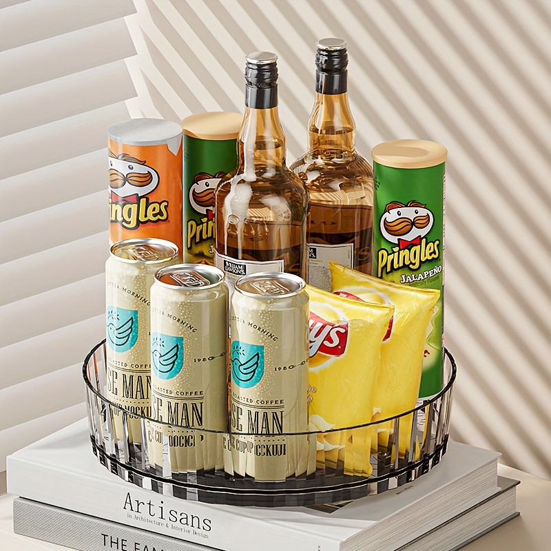 360 Degree Rotating Spice Rack Organizer, 1pc Countertop Kitchen Storage Tray for Seasonings, Condiments, Plastic Sliding Shelf for Home, Restaurant, Cosmetics Organizer