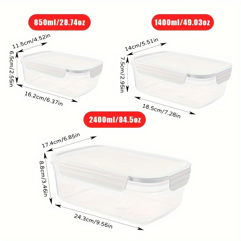 10pcs850ml/1400ml Refrigerator Fresh-keeping Box, Suitable for Kitchen, Refrigerator, Outdoor Food Storage Fresh-keeping Box, Sealed Fresh-keeping Box, Microwaveable Fresh-keeping Box, Stackable Design, Leak-proof Food Storage Container
