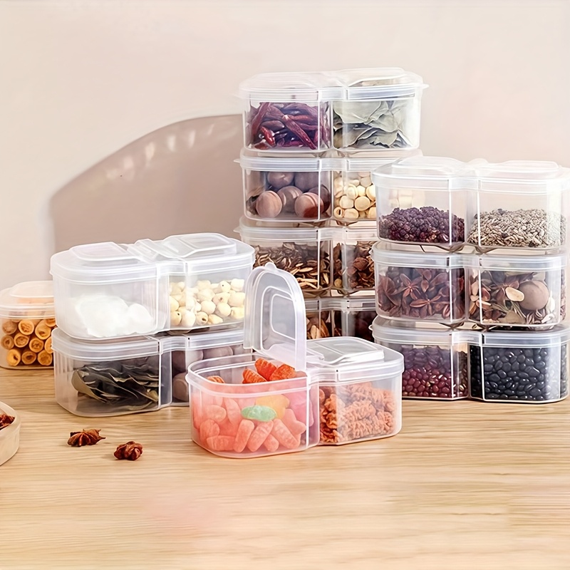 2pcs Multi-Functional Food Storage Containers - Portable 2-Compartment Organizer for Spices, Snacks & Fruits - Perfect for Home, Restaurant, Office Parties & Gifts