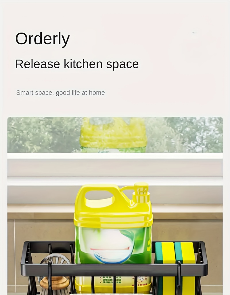 Precision-Crafted, Stainless Steel Kitchen Sink Organizer with Dishcloth Holder - Space-Saving Storage Rack for Sponges, Soaps, Brushes & Cloths