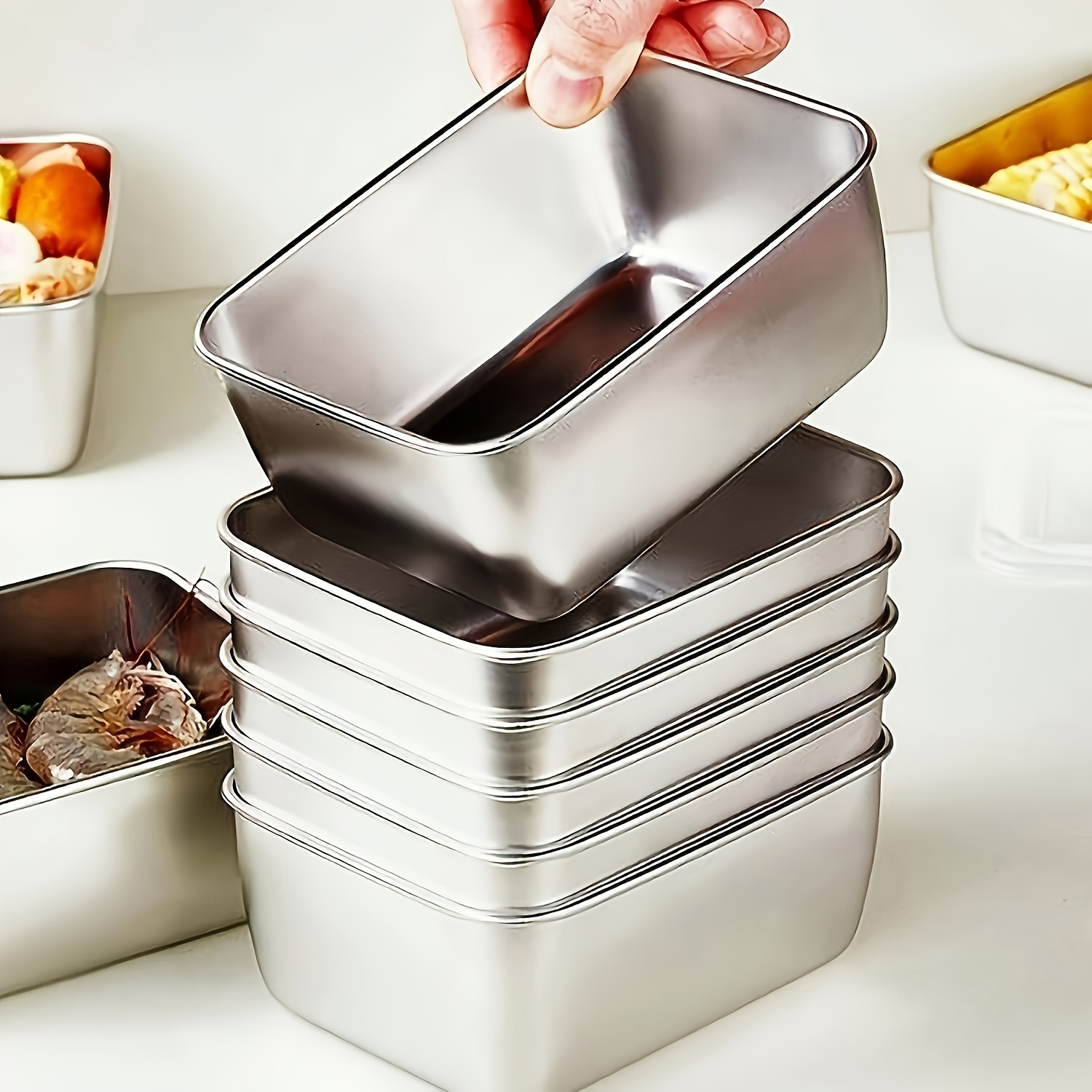 7pcs Stainless Steel Food Storage Containers with Flip-Top Lids, Leakproof & Stackable for Outdoor Camping, Family Gatherings, Office & School