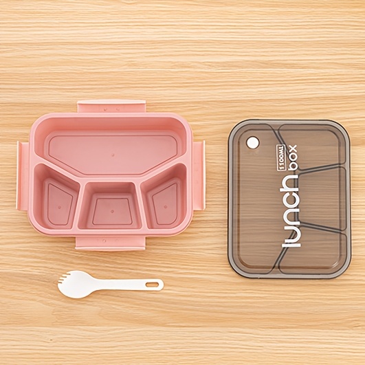 Simple Square Sealed Snap Lunch Box Student Worker Divided Compartment Plastic Lunch Boxes Travel Portable Take Away Bento Boxes Kitchen Restaurant Food Storage Container Microwaveable back to school