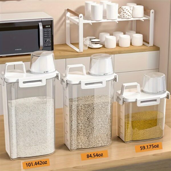 1pc Leak-Proof & Moisture-Resistant Food Storage Container with Lid - Perfect for Grains, Nuts, Flour & Rice - Easy-Clean Plastic Kitchen Organizer