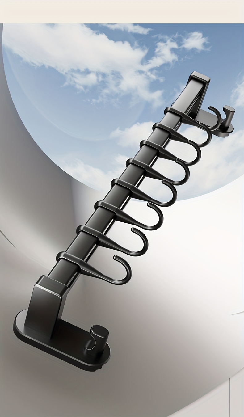 1pc Multifunctional Kitchen Storage Rack - Durable Plastic Wall-Mounted Organizer with Nail-Free Adhesive & Perforated Screws, Widened Raised Design for Utensils, Knives, Seasonings, Chopsticks, Rags - Space-Saving Kitchen Organization, Sleek Modern Look | Sturdy Construction, Kitchen Organizers And Storage