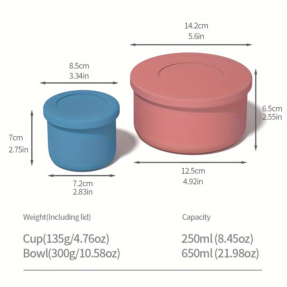 Silicone Food Storage Container, Round Shape, Microwave Safe, Portable Lunch Box for Office, Picnic, Travel, with Lid, No Power Required, Kitchen Essentials,Back to School