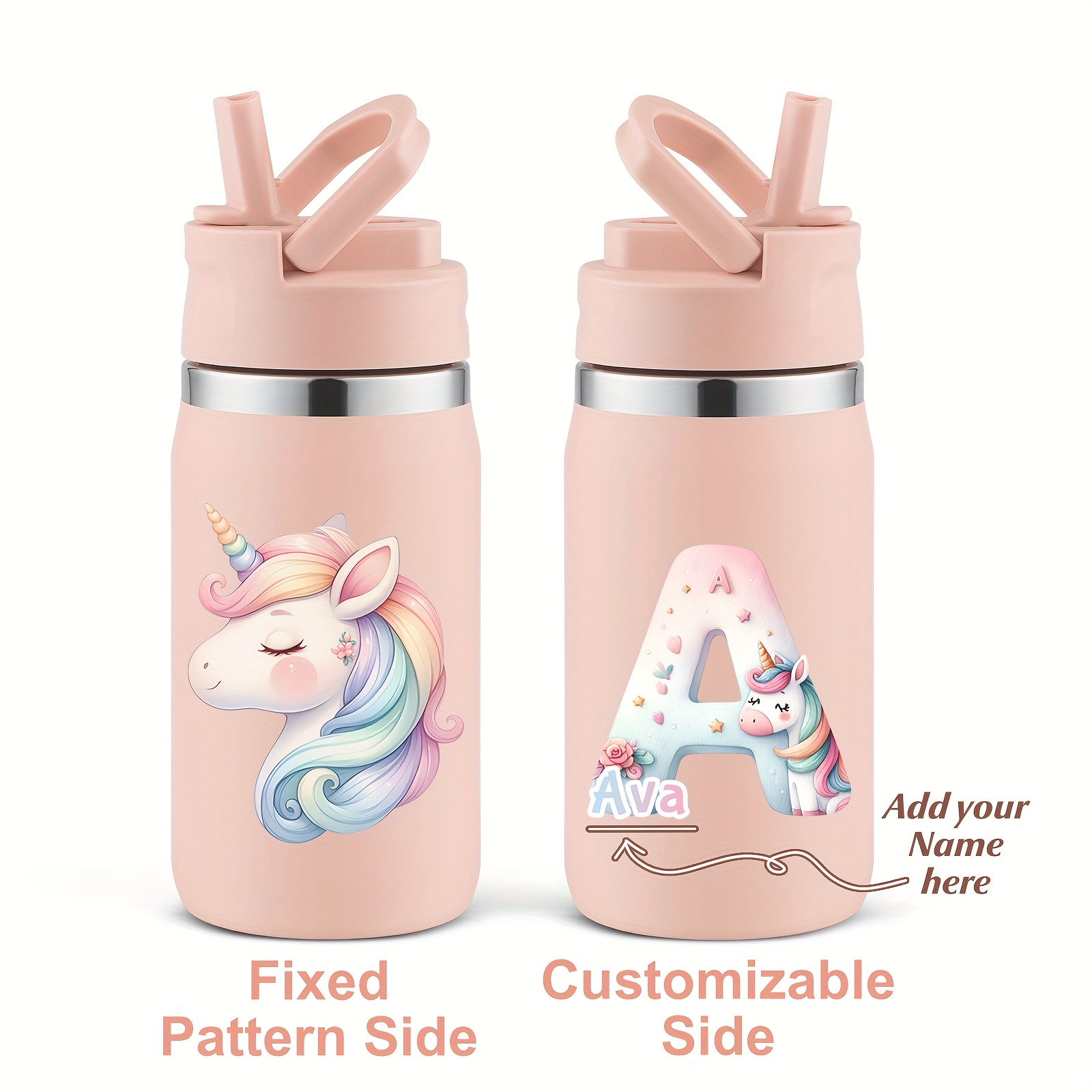 1-pack, Custom 12oz Double-Wall Stainless Steel Insulated Insulated Bottle Bottle with 3D Printed Unicorn Design for Back-to-School Season Gift - Image 3