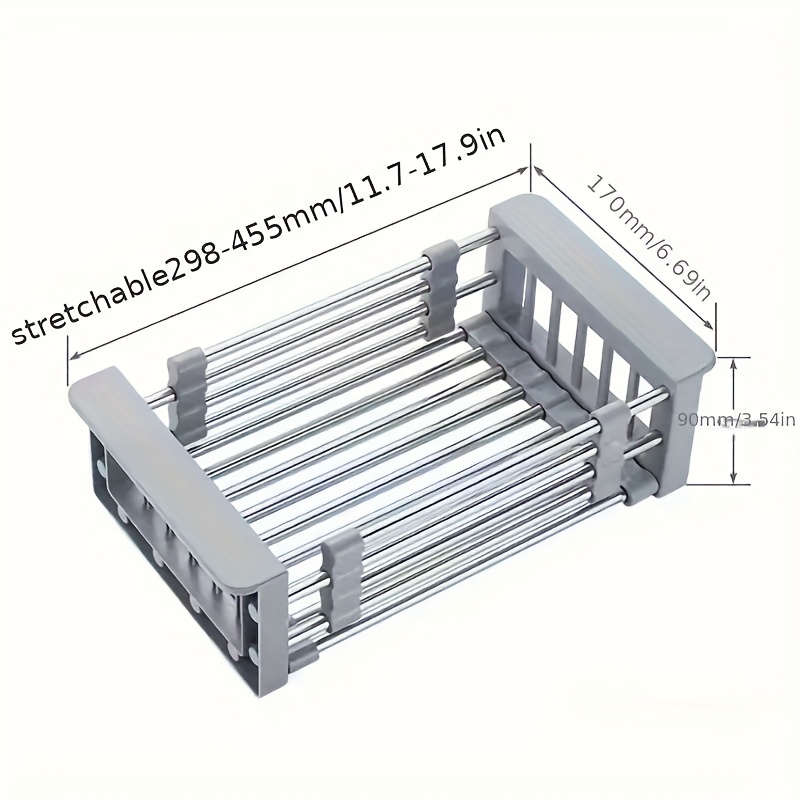 Expansion Sink Drain Basket - Retractable Stainless Steel Dish Rack for Kitchen, Lightweight & Compact, Ideal for Vegetables, Fruits, and Dishes, Dish Drying Rack for Kitchen Counter