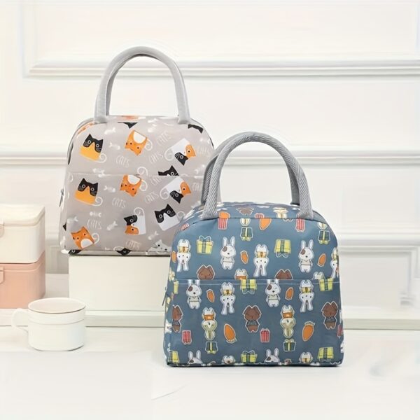 1pc portable insulated lunch bag insulated cooler bag picnic portable lunch bag Non-food contact portable bento bag practical bento bag student simple storage bag made of oxford cloth,back to school