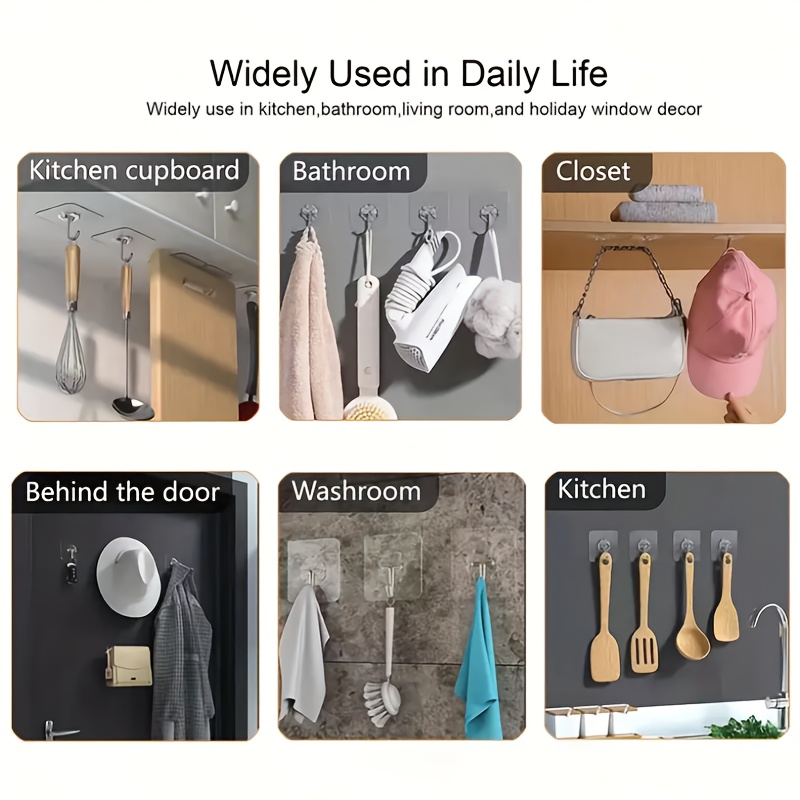 5/10pcs Acrylic Kitchen Utensil Hooks, No-Drill Wall-Mounted Organizer for Cooking Tools, Multi-Functional Storage Solution for a Tidy Kitchen, Kitchen Organizers And Storage