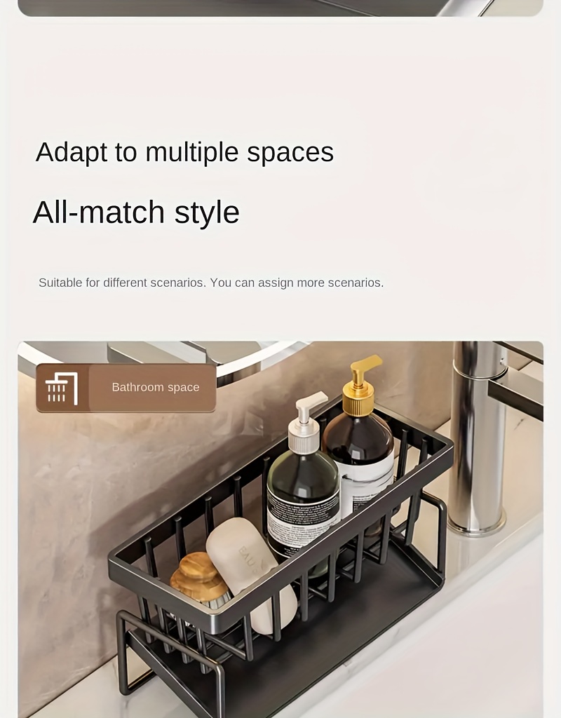 Precision-Crafted, Stainless Steel Kitchen Sink Organizer with Dishcloth Holder - Space-Saving Storage Rack for Sponges, Soaps, Brushes & Cloths