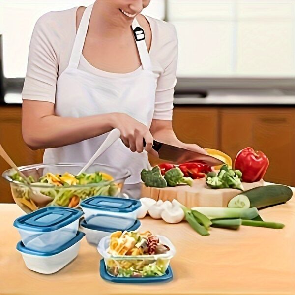 10pcs Set Reusable Clear Storage Containers with Lids - 0.24Qt Rectangular Plastic Boxes for Food, Ideal for Office, School, Picnic & Beach - Essential Kitchen Organization, Kitchen Organizers And Storage