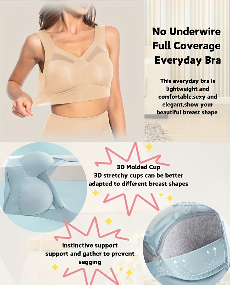 Women's Wireless Sports Bra with High Elasticity & Thin Molded Cups - No Underwire, Side Coverage, Push-Up Support for Yoga, Running, Gym - Soft Pink, Elegant Design, Machine Washable, Strapless Bra