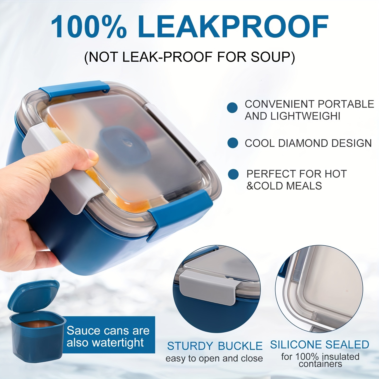 1pc Salad Box 1100ML, Portable Salad Lunch Container, 2 Compartments with Dressing Cup, Large Bento Boxes, Meal Prep to Go Containers for Food Fruit Snack,Back to School