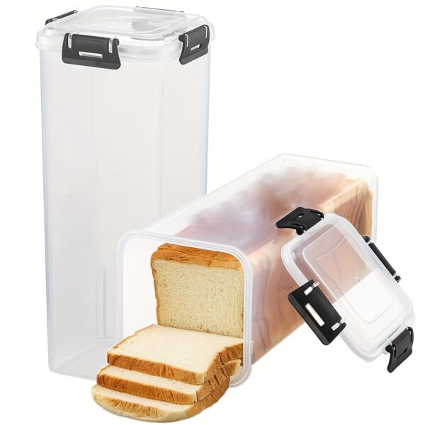 1-Pack Plastic Bread Box with Flip Top Lid - Freezer-Safe Rectangular Bread Storage Container with Reliable Sealing for Kitchen Freshness Preservation - Upgraded Snap-Lock Keep Bread Fresh Organizer