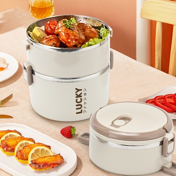 Herobaby Stainless Steel Insulated Lunch Box with Lid - Round, Easy-Clean Bento Box for Office Workers & Students, Perfect for School, College, Camping & Picnics, HEROBABY,back to school