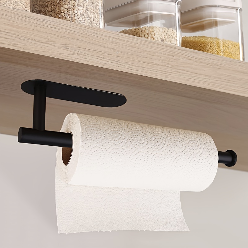 1pc Self-Adhesive Paper Towel Holder Under Cabinet for Kitchen, RV Bathroom Tissue and Towel Holder, Plastic Wrap and Roll Paper Storage Storage Rack, Home Kitchen Bathroom Supplies