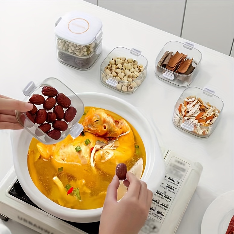 Stackable Airtight Spice Containers Set with Lids - PET Material BPA-Free Food Safe Storage Jars for Kitchen Organization, Removable Seasoning Boxes for Spices, Herbs, Condiments - Multi-Purpose Use