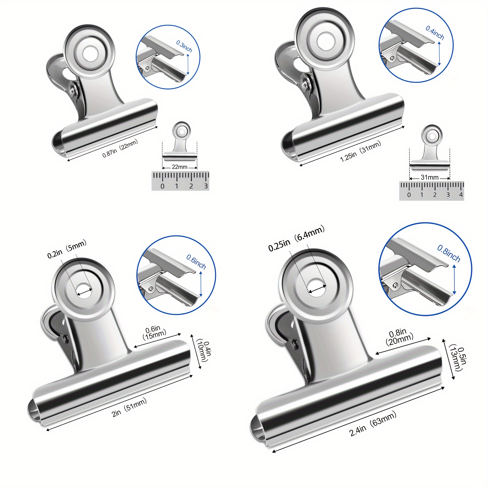 6pcs Food Bag Sealing Clips, Reusable Heavy Duty Stainless Steel Clips, Multipurpose Air Tight Seal Clip, For Office, School And Home Kitchen, Home Organizers And Storage, Home Accessories - Image 4