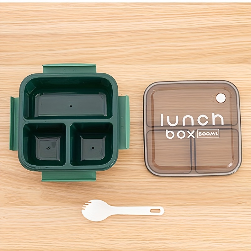 Simple Square Sealed Snap Lunch Box Student Worker Divided Compartment Plastic Lunch Boxes Travel Portable Take Away Bento Boxes Kitchen Restaurant Food Storage Container Microwaveable back to school
