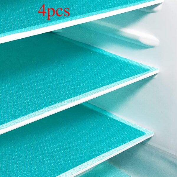 Premium Refrigerator Liners Four pieces - Customizable Mats for Cabinets And Dining Tables, Washable, Waterproof, And Resistant to Oil for a Tidy Kitchen - Durable, Slip-Resistant,, Ideal for Shelves, Freezers, And Cabinets