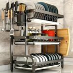 Dish Drying Rack, Space Saving Dish Rack, Dish Racks For Kitchen Counter With Cutting Board, 3 Tier Kitchen Drying Rack With A Cutlery Holder, Drying Rack For Dishes, Knives, Spoons, And Forks
