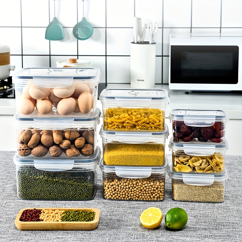 Awaoko BPA-Free, Leak-Proof, Reusable Food Storage Container Set - Large Capacity, Multi-Purpose Rectangular Box with Lid for Fruits, Vegetables, and More - Ideal for Refrigerator and Pantry Organization, Pantry Storage Solution|Modern Kitchen Accessory|Durable Plastic Container, Fruit Basket