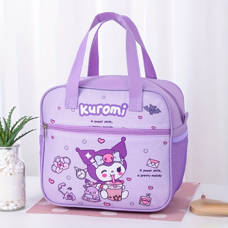 Sanrio Kuromi, HelloKitty lunch box bag, insulated lunch bag, large-capacity lunch box bag, storage bag, cartoon theme design handbag, suitable for students, offices, outdoor picnics, various uses, Non-food contact,back to school