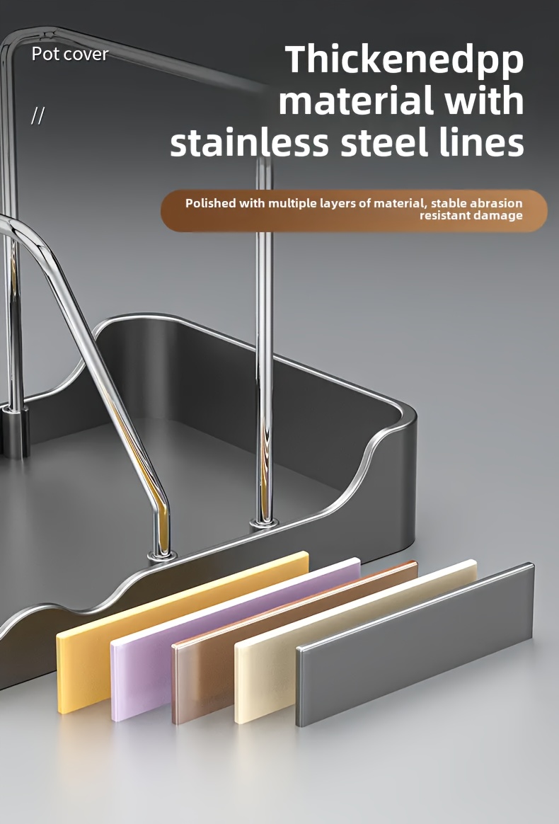 Kitchen lid rack with light and minimalist design for high-end kitchen lid storage. This versatile rack is suitable for pots, pans, frying pans, spatulas and spoons for kitchen and dining room organization and storage for home accessories