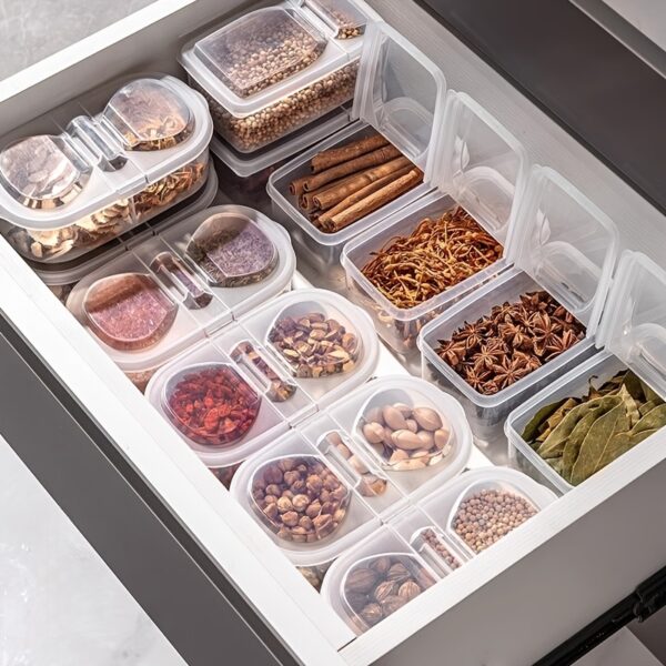 1pc FreshSeal Multipurpose Plastic Food Storage Container with Flip Top Lid - Freezer Safe, Reusable, Moisture-Proof Organizer for Spices, Fruits, Vegetables, and Medicinal Herbs - Ideal for Kitchen, Picnic, Christmas, Thanksgiving