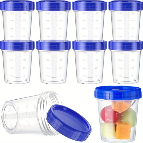 10pcs 4oz Plastic Containers With Screw-On Lids, Leakproof Condiment Cups, Reusable & Stackable Dip Containers For Snacks, Sauces, Jams, Polypropylene Material, 7.37 Cm Height, BPA Free