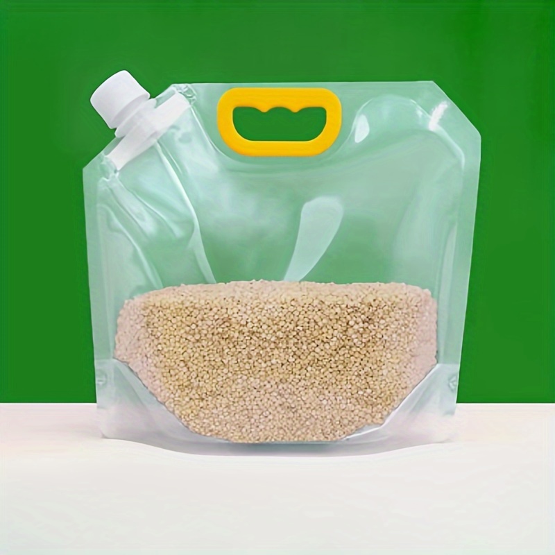 10pcs Storage Bag, Reusable Food Preservation Bag With Output Mouth, Household Transparent Food Sealing Bag, For Rice, Flour, Nuts, Grain And Miscellaneous, Kitchen Organizers And Storage, Kitchen Accessories