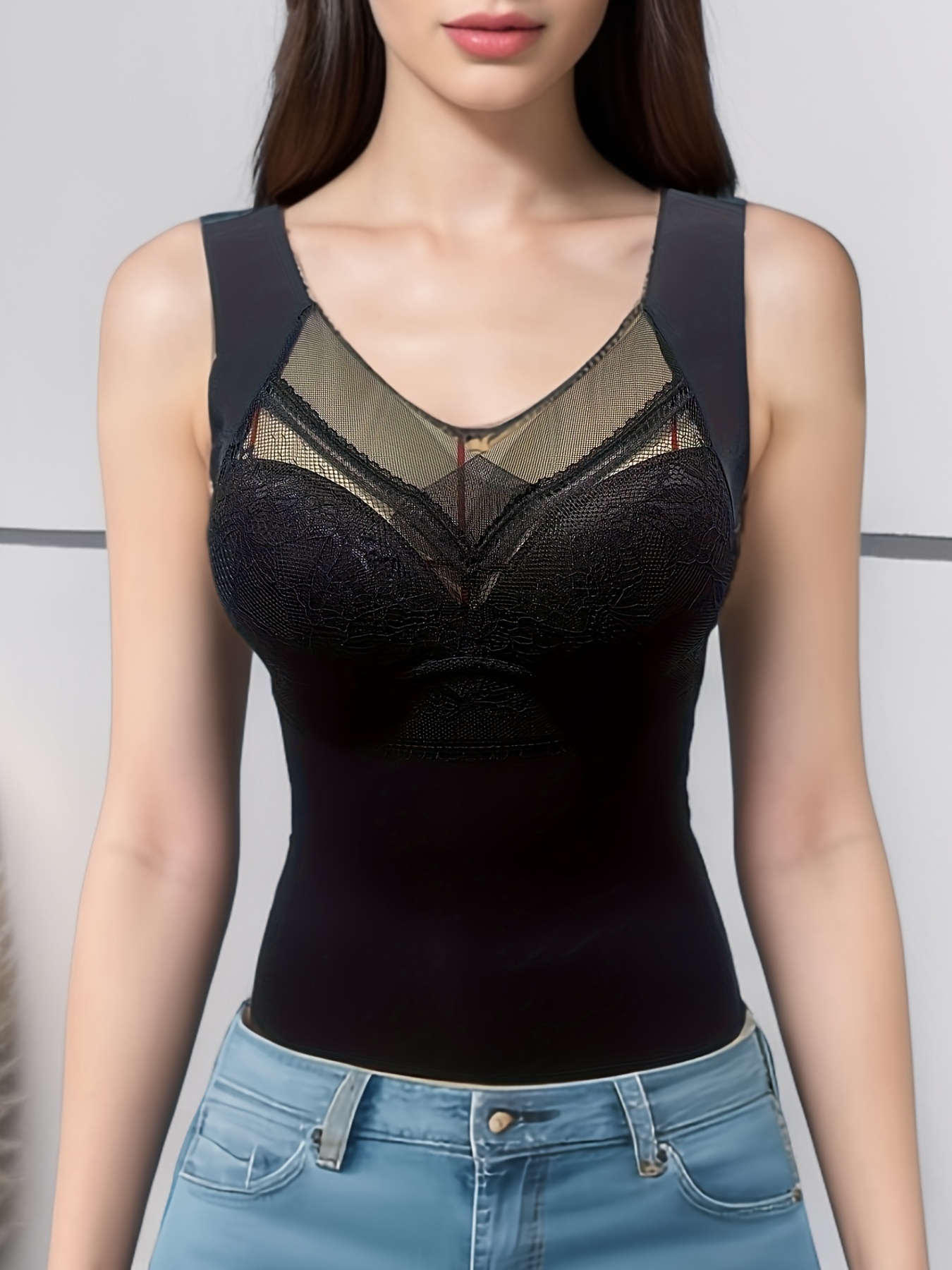 Thin Women's Vest with Built-in Chest Pad, Breathable and Cool, Beautiful Back Lingerie, Vest Style Lace Bra