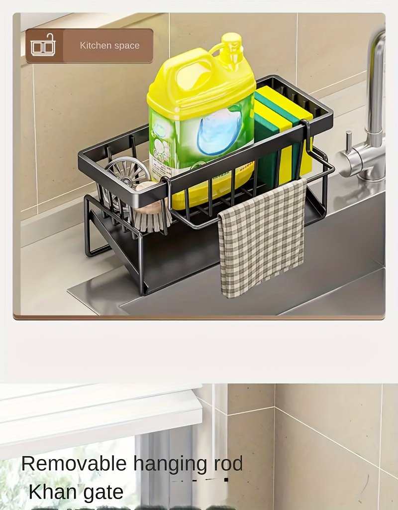 Precision-Crafted, Stainless Steel Kitchen Sink Organizer with Dishcloth Holder - Space-Saving Storage Rack for Sponges, Soaps, Brushes & Cloths