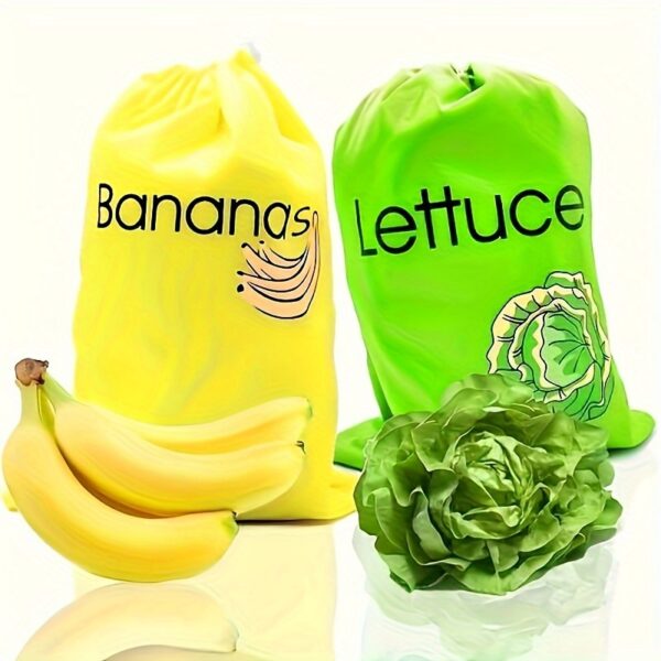 2pcs Reusable Banana & Lettuce Saver Bags - Fresh Produce Storage for Fridge, Kitchen & Dining Essentials