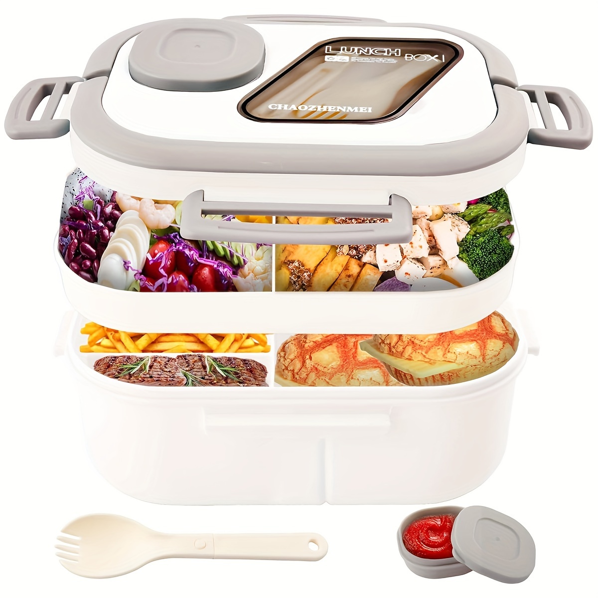 HEART LEAF Modern Bento Lunch Box with Cutlery Set - Leakproof, Microwave Safe, Double Handle Design for School & Work, for Return School,back to school