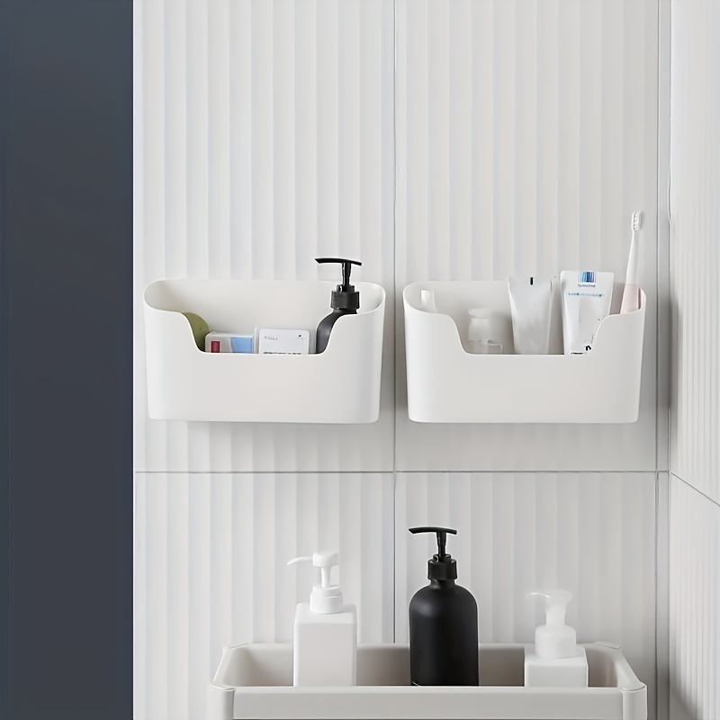 Easy-Install No-Drill Wall-Mounted Storage Organizer - Versatile Shelf for Bathroom Essentials, Cosmetics & More - Classic Style Plastic with Viewing Window, Storage Bins for Home Organization