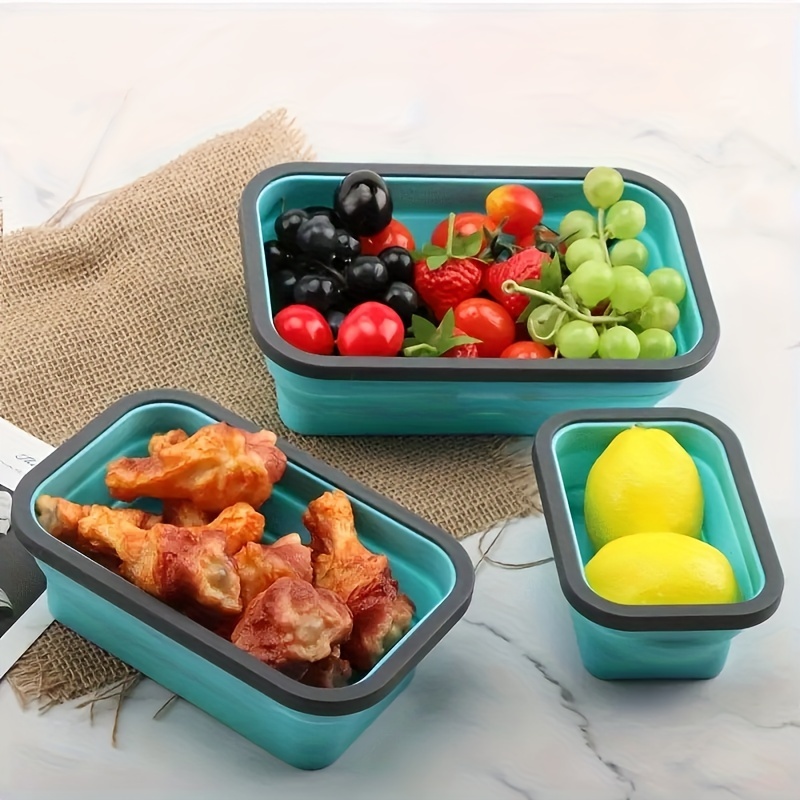 1/4pcs Collapsible Silicone Food Storage Containers with Lids - Portable Bento Lunch Box for Teenagers and Workers - Microwave Safe and Dishwasher Safe - Perfect for School, Canteen, and Home Kitchen - Image 10