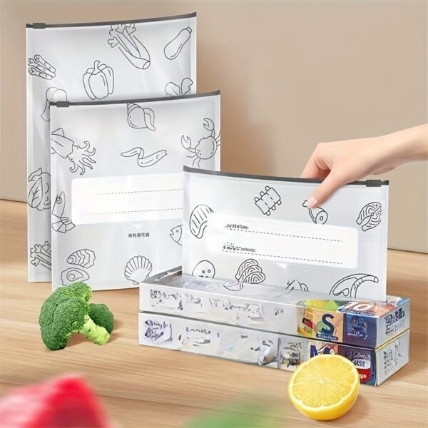 10pcs Reusable Aluminum Foil Food Storage Bags with Zipper - Thick, Leak-Proof, Self-Sealing, Perfect for Fresh Fruits & Vegetables, Ideal for Meal Prep & Pantry Organization, Pantry Organizers And Storage