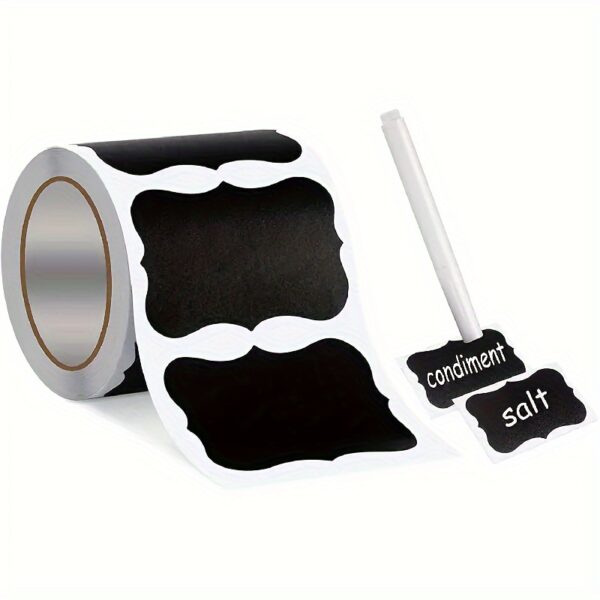 120pcs Reusable Black Chalkboard Labels with Wavy Edges - Waterproof, Decorative Kitchen Organization Stickers for Jars, Storage Cabinets & Spice Containers