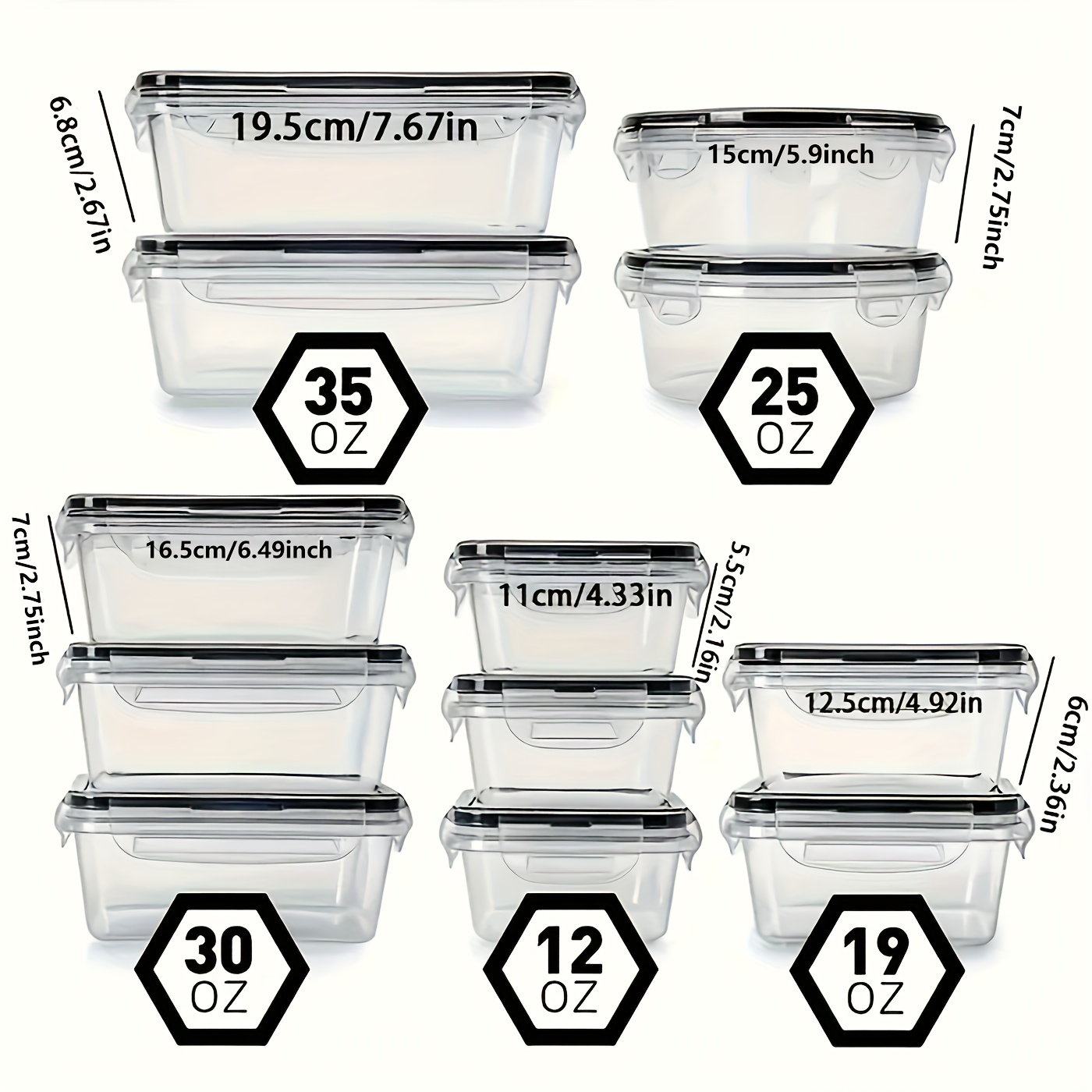 12pcs Airtight Plastic Storage Containers Set - Food Grade, Microwave & Dishwasher Safe, Stackable with Latch Closure, Perfect for Fruits, Vegetables, Meats, Eggs, and More, Kitchen Essentials|Stackable Containers|Secure Latch Closure, Storage Containers for Kitchen